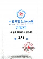 中國民營企業500強第231位 23年度